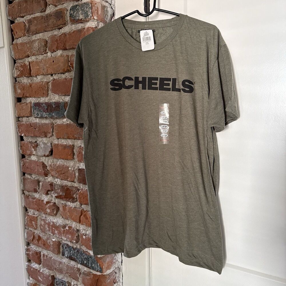 NWT Scheels T-Shirt Men’s L Green White Logo Short Sleeve Brand New